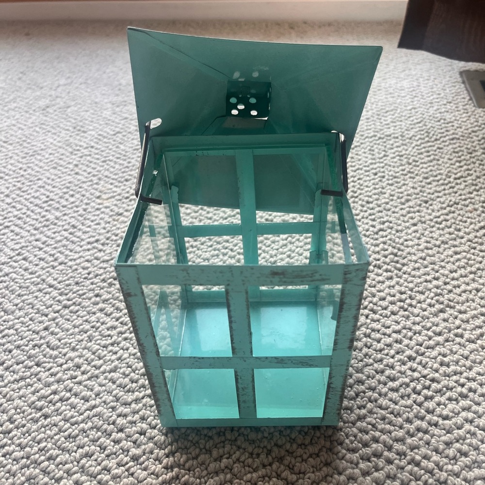 Aqua Glass Lantern
